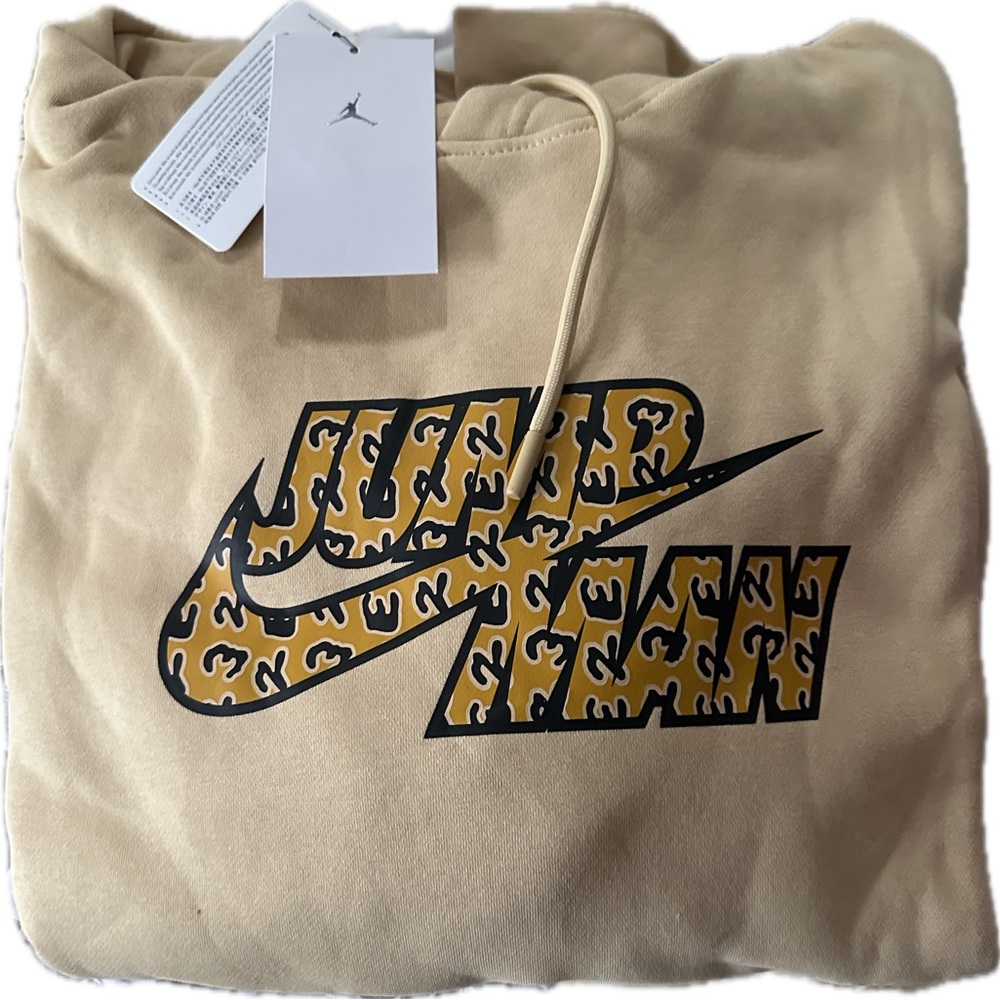 Jordan Cream Hoodie with Black and Gold Logo